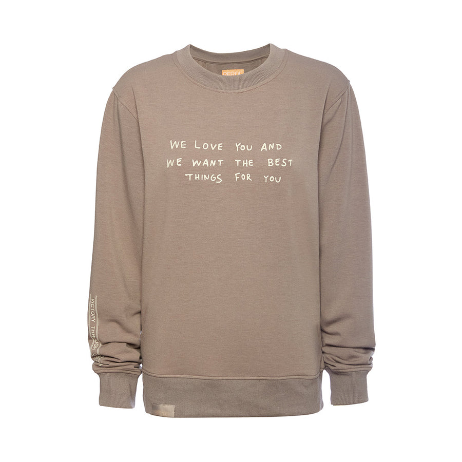 Beboe Long Sleeve We Love You Grey Crewneck 3